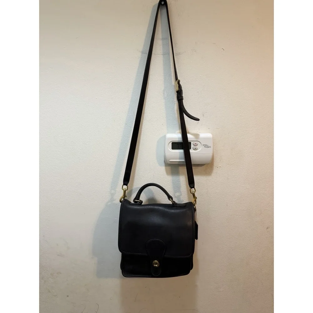 Vintage Coach 5130 Black Leather Station Bag Crossbody Satchel 1980s USA